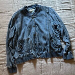 Anthropologie Chambray Bomber Jacket 1X XL
